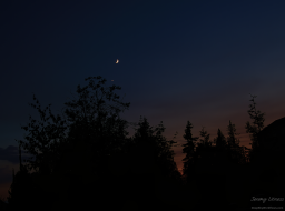 The moon and Venus at sunset