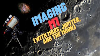 On December 14th I pointed my telescope to the sky. I captured Mars, Jupiter, and the moon with my planetary QHY5III462C before I switched to the deep sky ASI294MC Pro. After setting up an advanced script in N.I.N.A., I let it run all night and used the results to create my best picture of the Crab Nebula to date. It's all documented including setting up and balancing my rig.